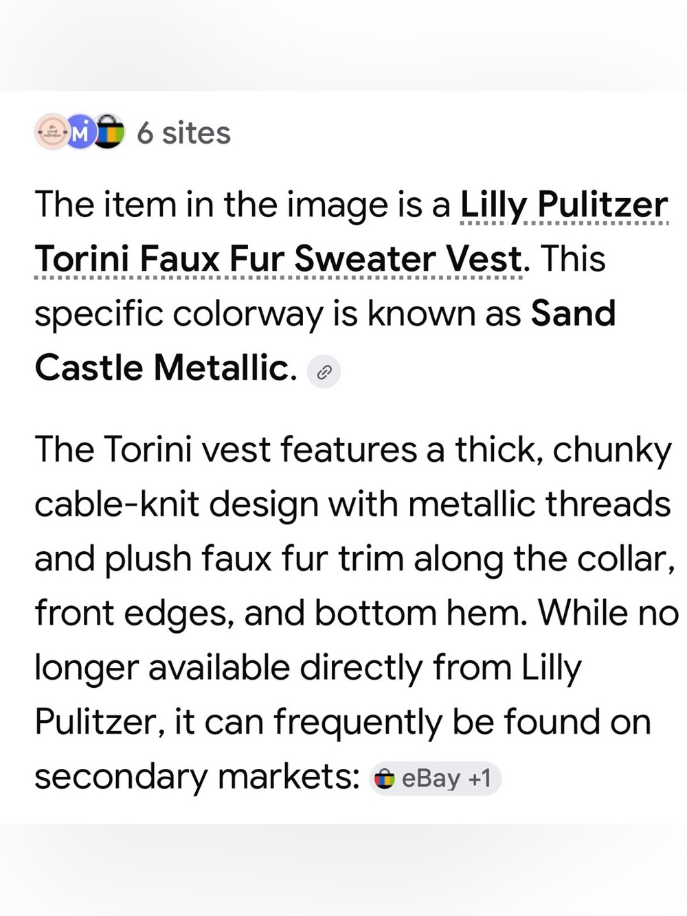 ⭐️Lilly Pulitzer Torini Faux Fur Sweater Vest⭐️ - Picture 10 of 10